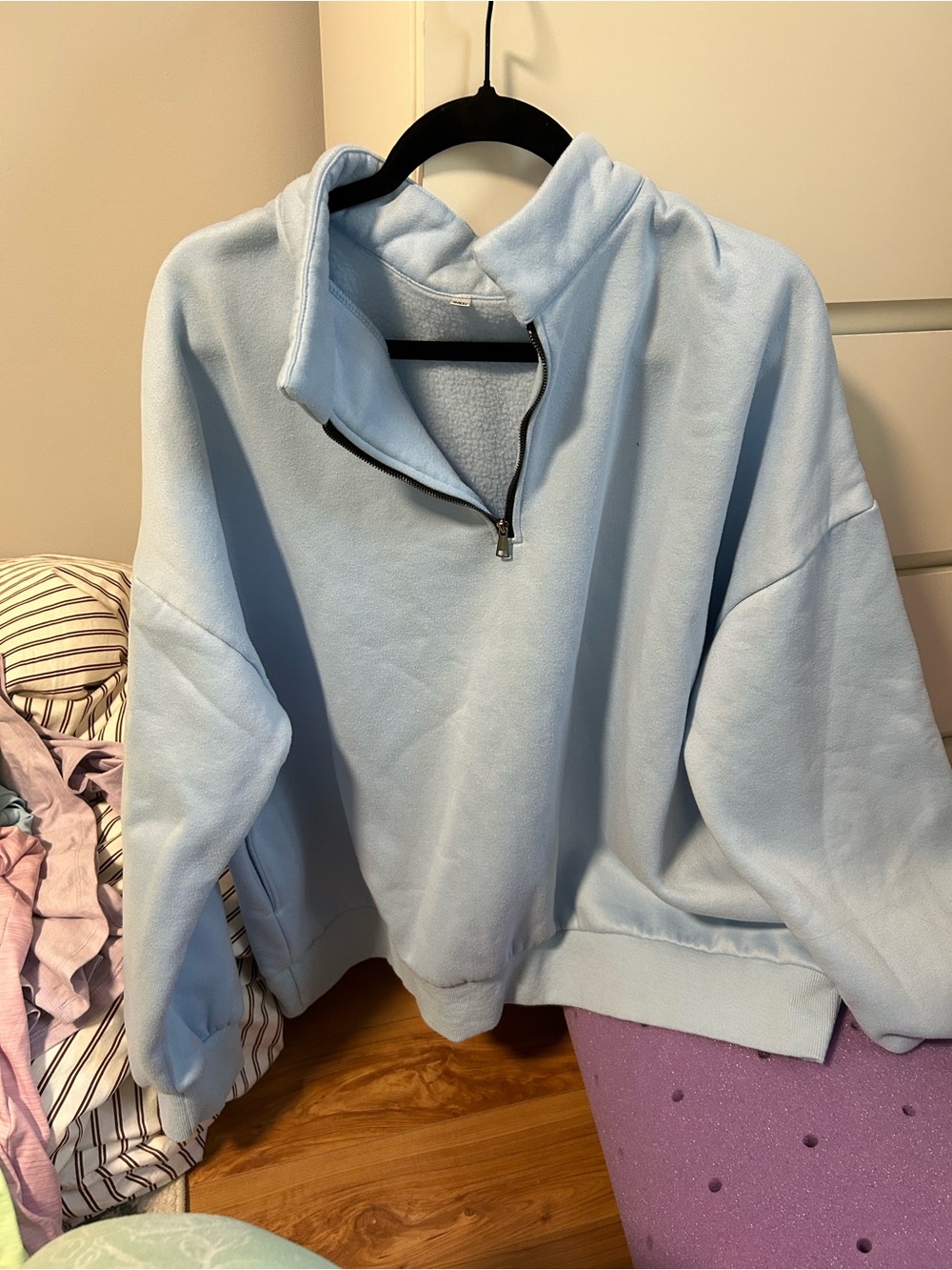 Amazon Light Blue Quarter-Zip Fleece Pullover